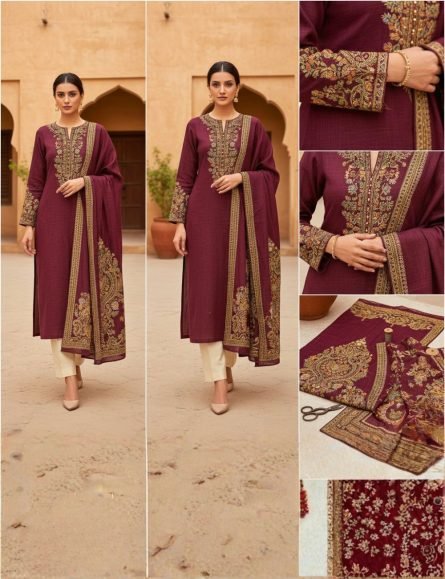 Unstitched Linen Winter Suit-2